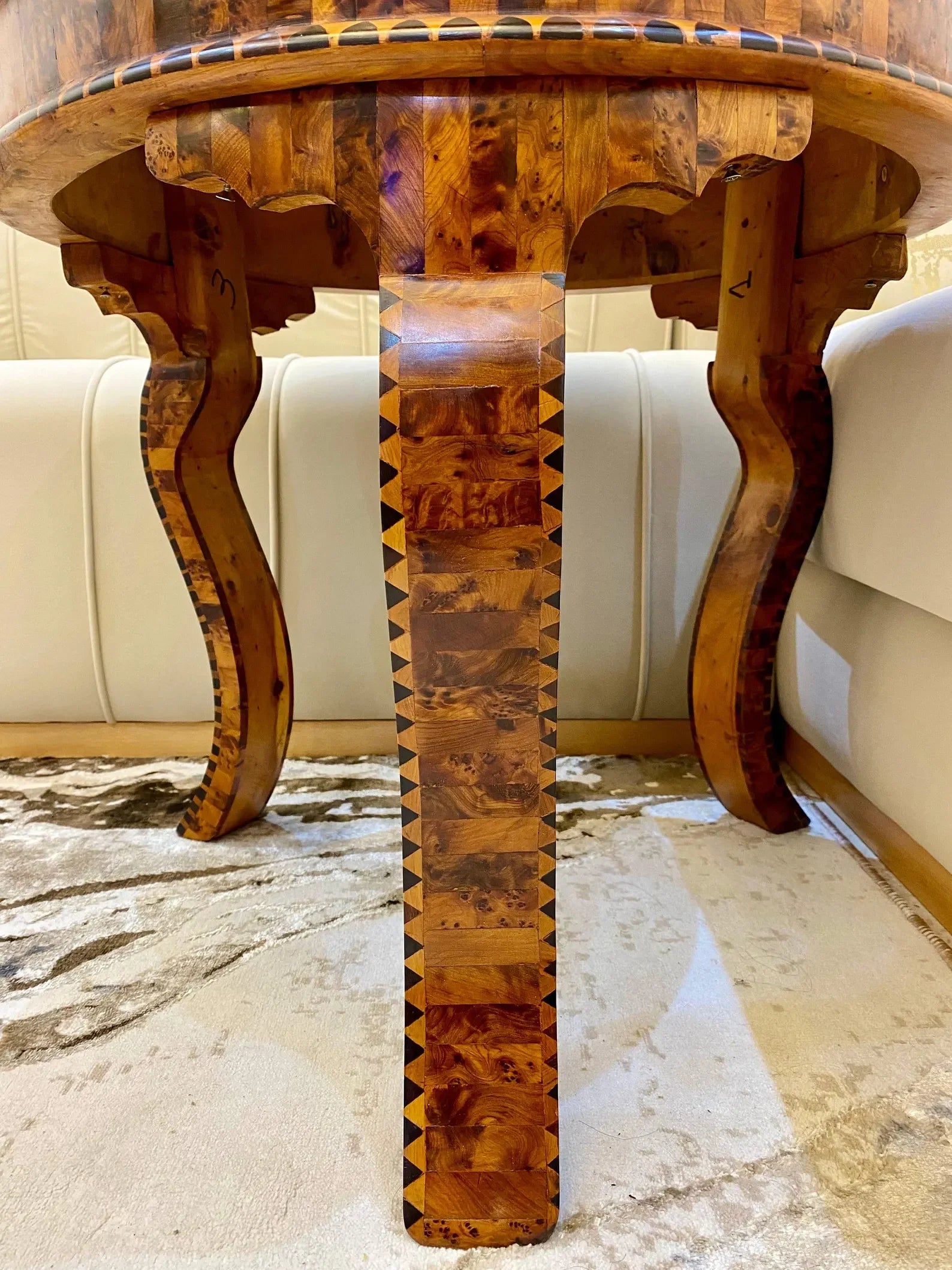 Moroccan Thuya Wood Table with Mother of Pearl Inlay - AtlasMuseCrafts