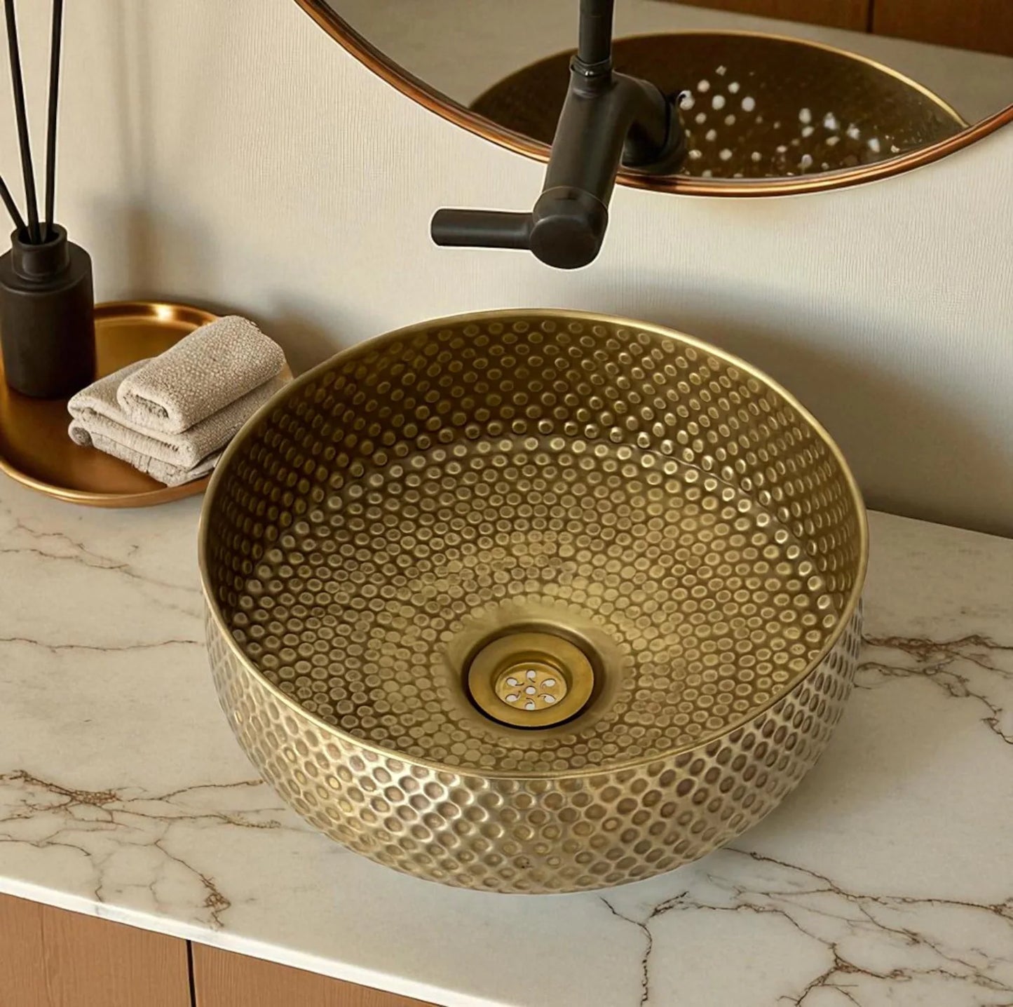 Hand Hammered Copper Sink made from 10 inches