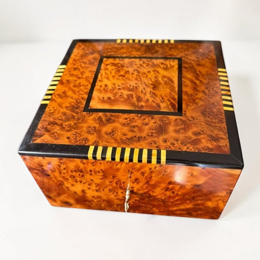 Jewelry wooden box organizer handmade from Moroccan Thuya burl wood