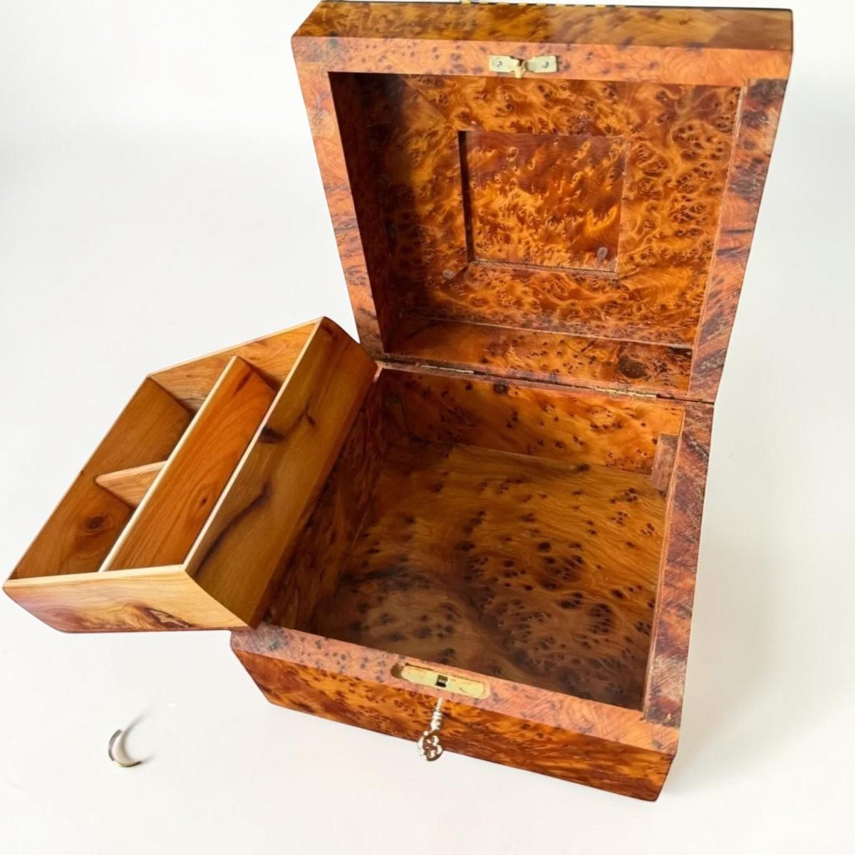 Moroccan Thuya wood storage box organizer with handmade polished finish