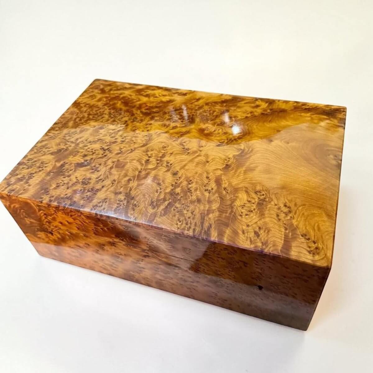 Large Jewelry Box Organizer with Lock – Moroccan Thuya, handcrafted Thuya burl wood with polished finish.