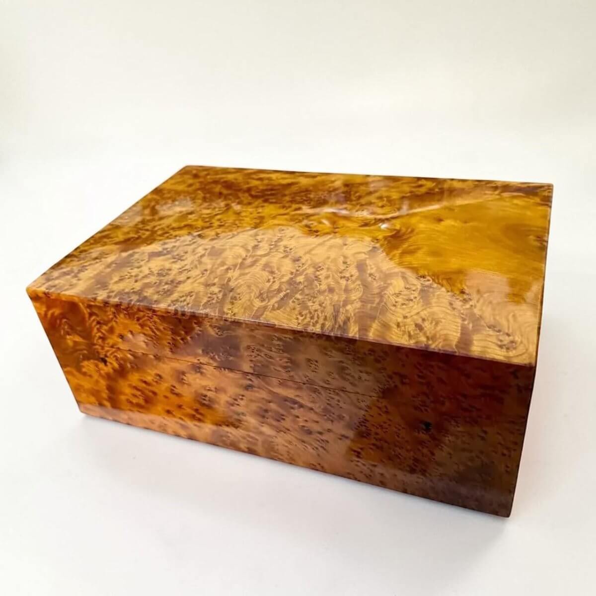 Large Jewelry Box Organizer with Lock – Moroccan Thuya, handcrafted Thuya burl wood box with polished finish.