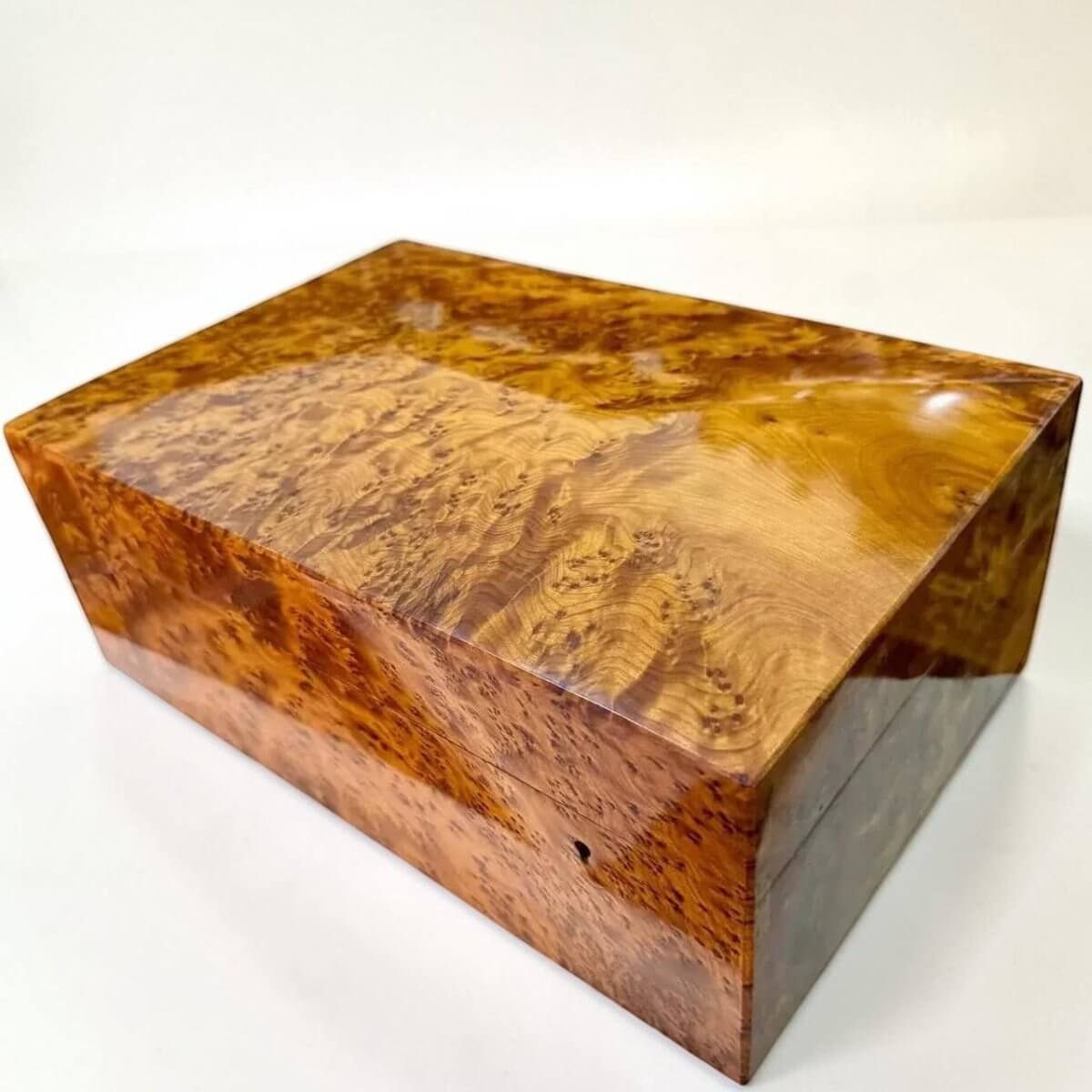 Large Jewelry Box Organizer with Lock – Moroccan Thuya, handcrafted from Thuya burl wood with a polished finish.