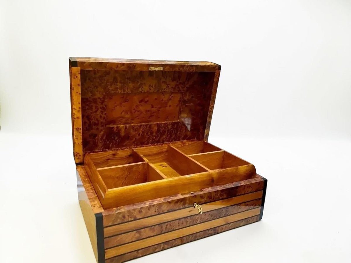 Spacious Thuya wood jewelry box for heirlooms watches and accessories
