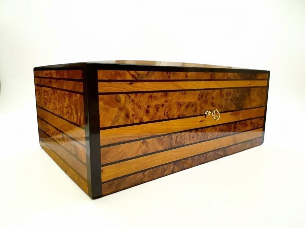 Large Moroccan burl wood jewelry organizer with handmade artisan finish