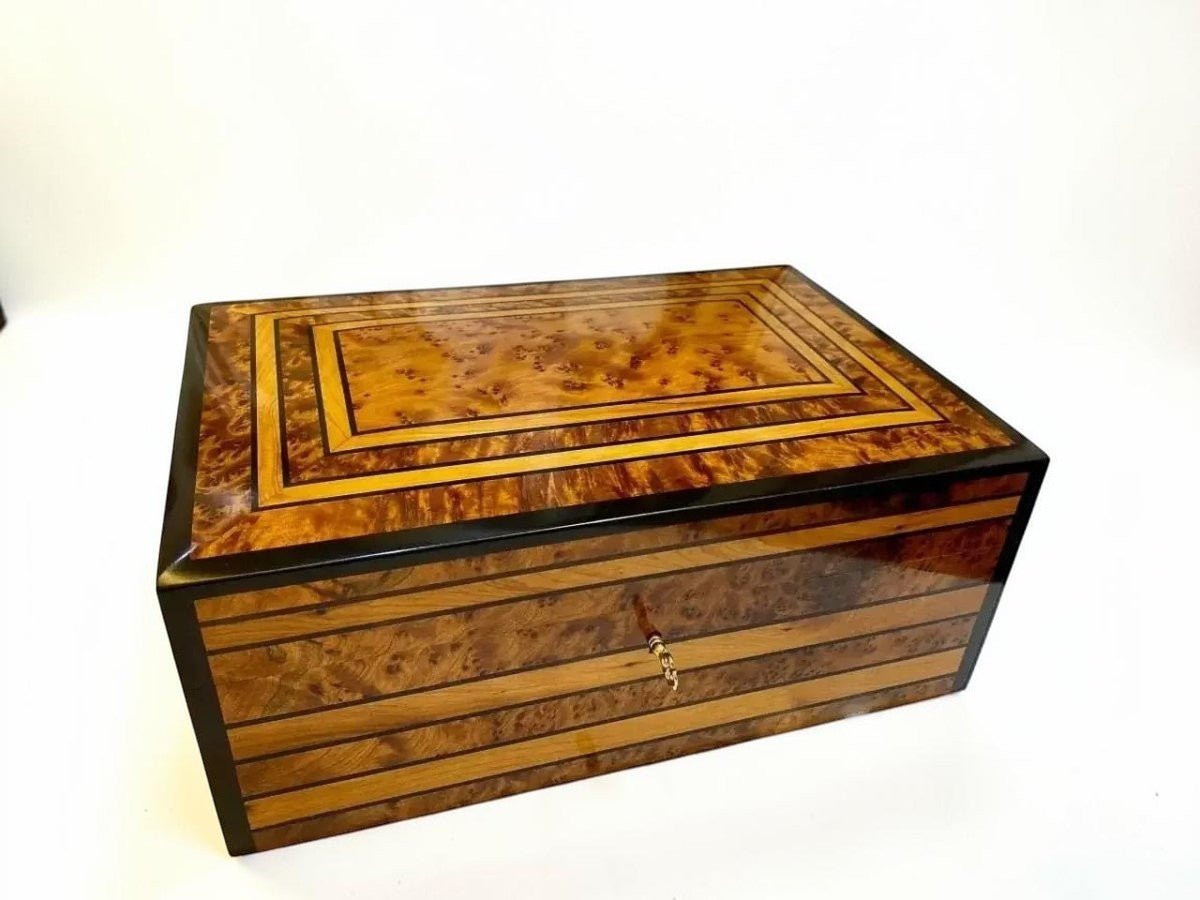 Large wooden jewelry box handmade from Moroccan Thuya burl wood