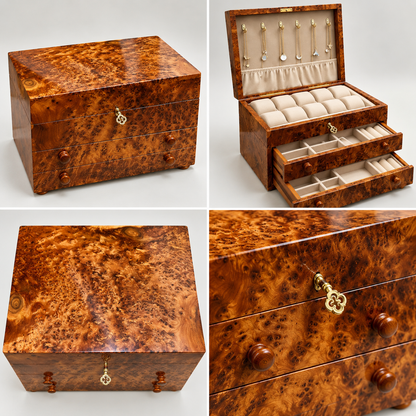 Luxury Thuya Burl Wood Jewelry Box & Watch Box with Drawers – additional view 4