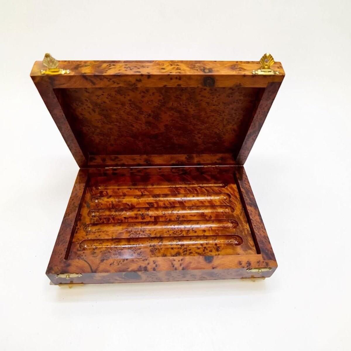Handmade Thuya wood stationery organizer for pens pencils and desk accessories