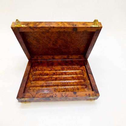 Handmade Thuya wood stationery organizer for pens pencils and desk accessories