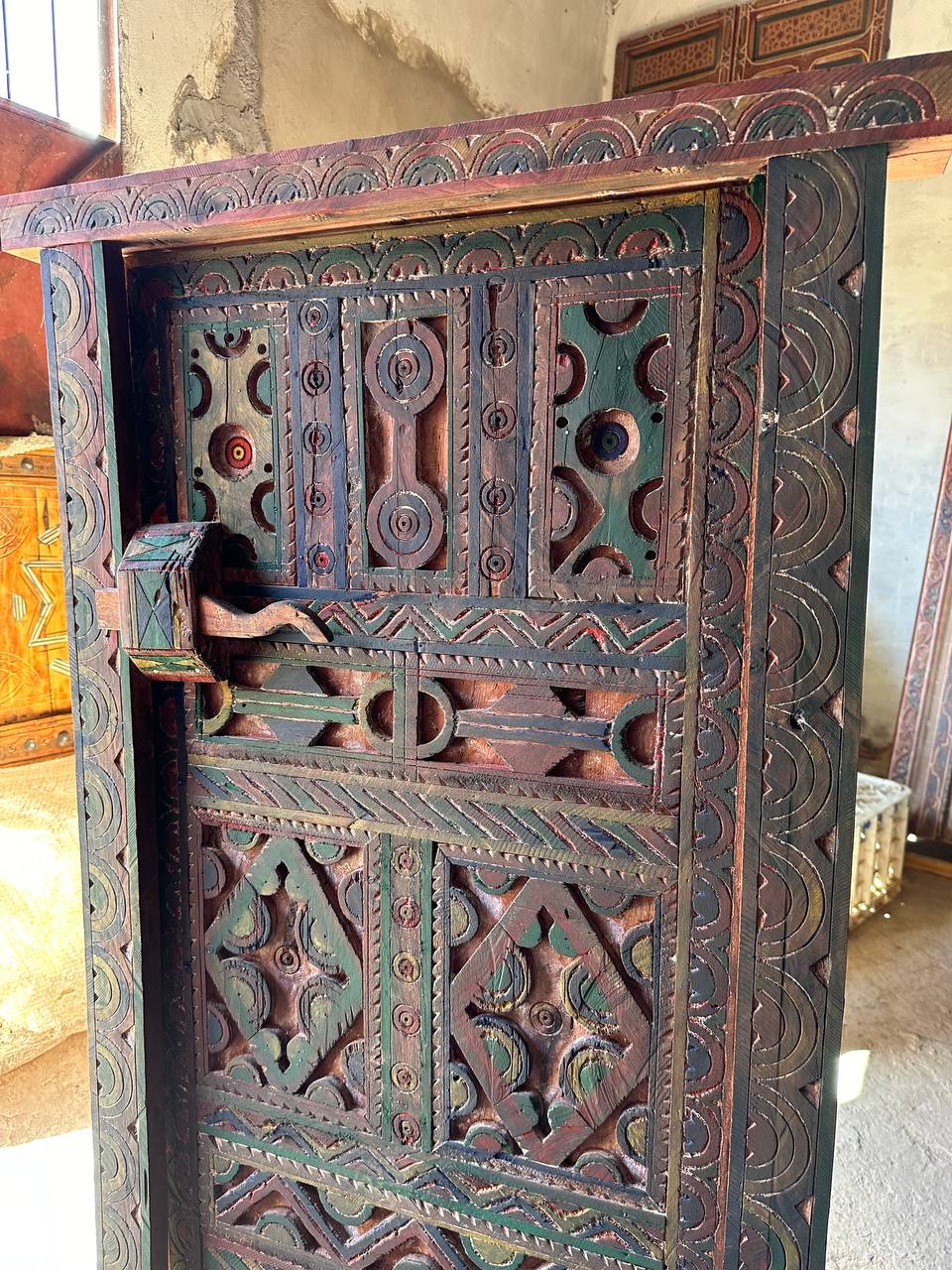 Antique Moroccan Handmade Door with Knobs - AtlasMuse