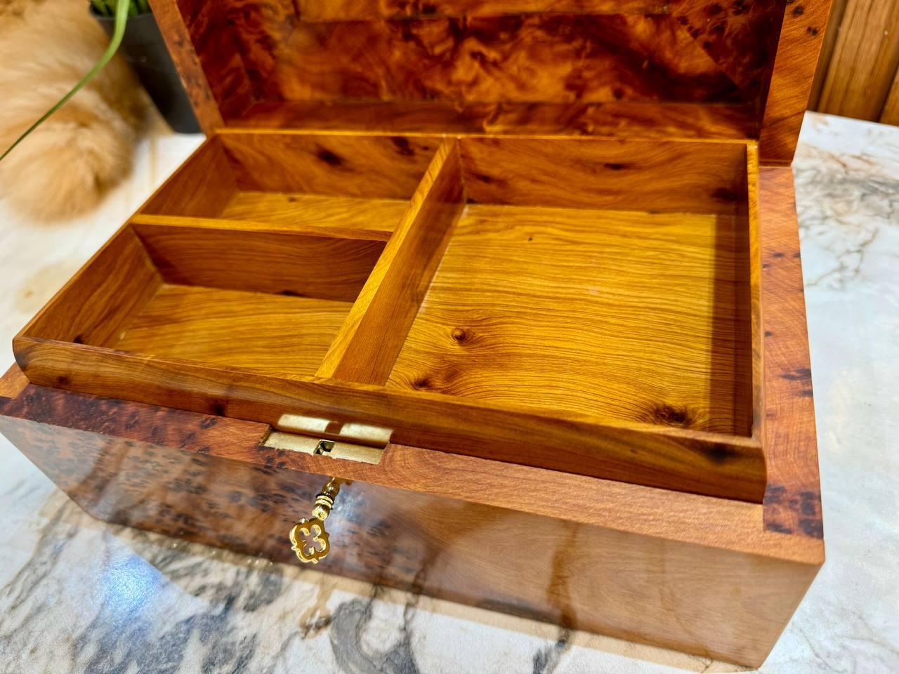 Lockable Moroccan Thuya Wood Jewelry Box - AtlasMuseCrafts