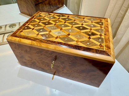 Wood Box lockable thuya wooden Box organizer with Key - AtlasMuseCrafts