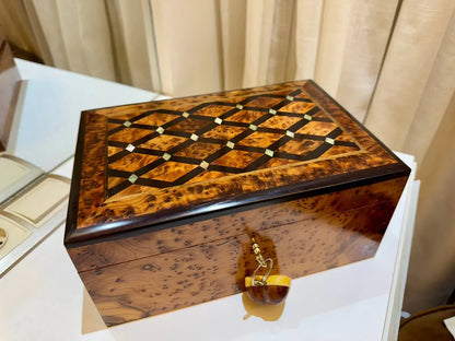 Wooden Box Organizer With Key - AtlasMuseCrafts