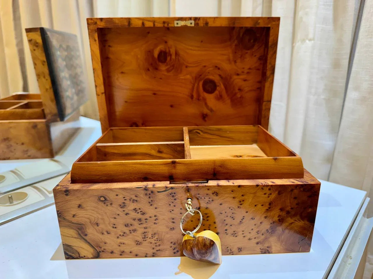 Wooden Box Organizer With Key - AtlasMuseCrafts