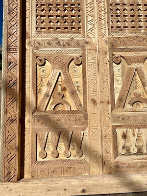 Antique Door Moroccan Double Door Carved With knocker - AtlasMuse
