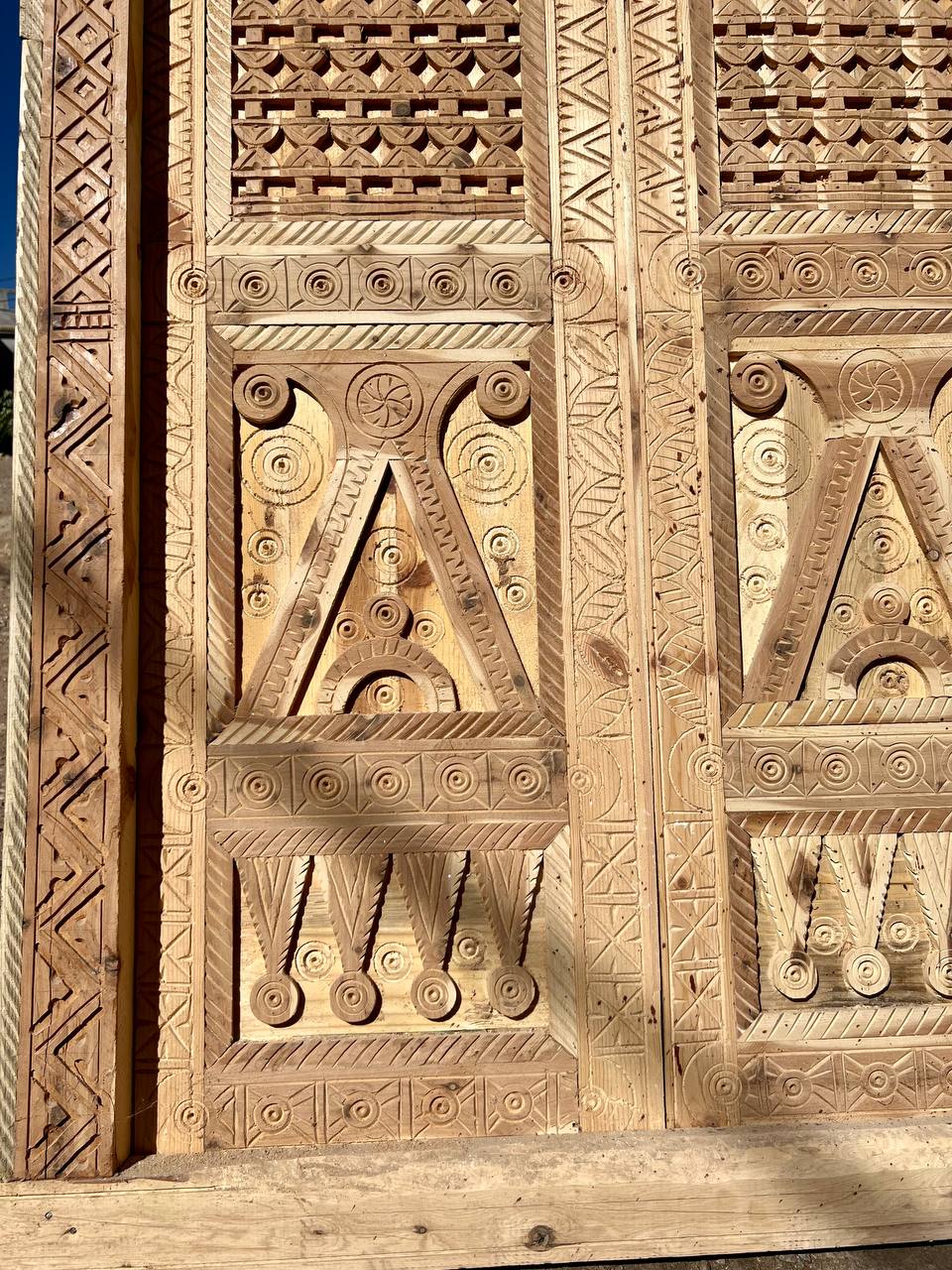 Antique Door Moroccan Double Door Carved With knocker - AtlasMuse