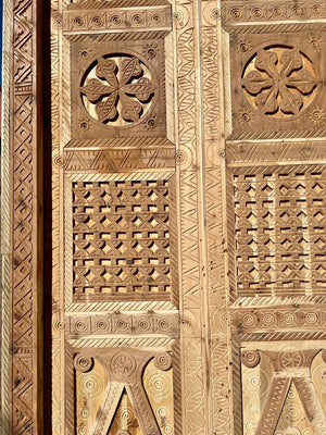 Antique Door Moroccan Double Door Carved With knocker - AtlasMuse