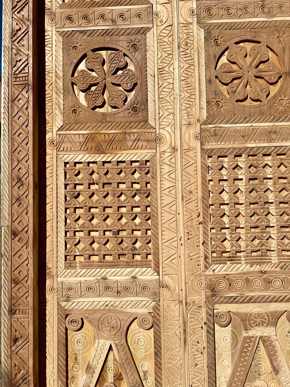 Antique Door Moroccan Double Door Carved With knocker - AtlasMuse