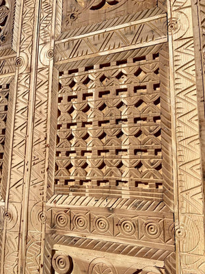Antique Door Moroccan Double Door Carved With knocker - AtlasMuse