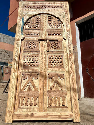 Custom Moroccan Wood Door - AtlasMuse