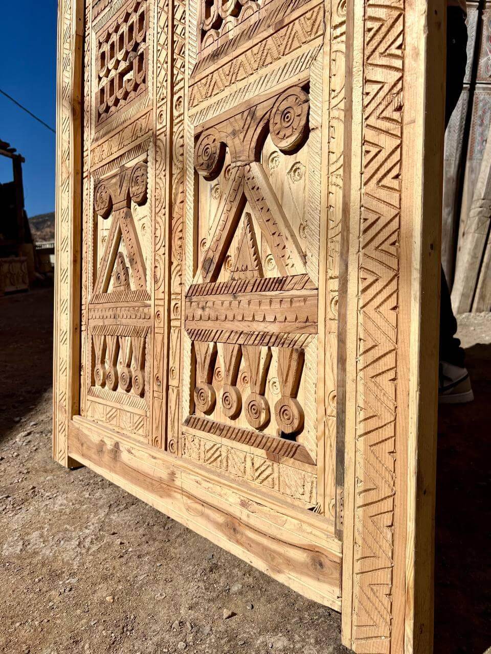 Custom natural wood door for stone and adobe houses