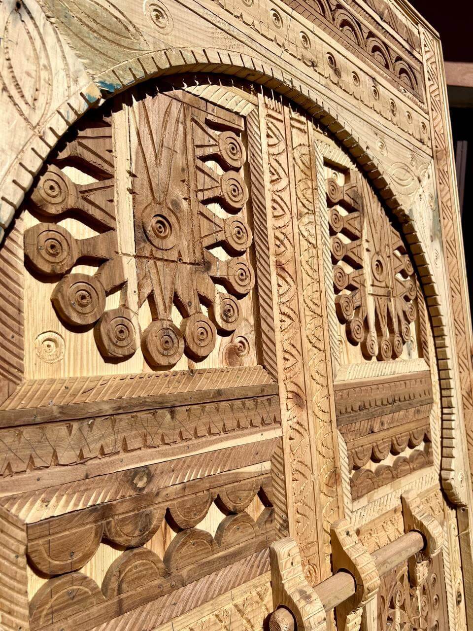 Custom Berber wooden door for global eclectic homes