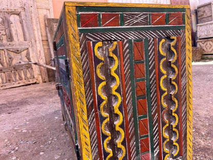 Custom Moroccan Wood Cabinet – Handmade Rustic Boho Storage Chest - AtlasMuseCrafts