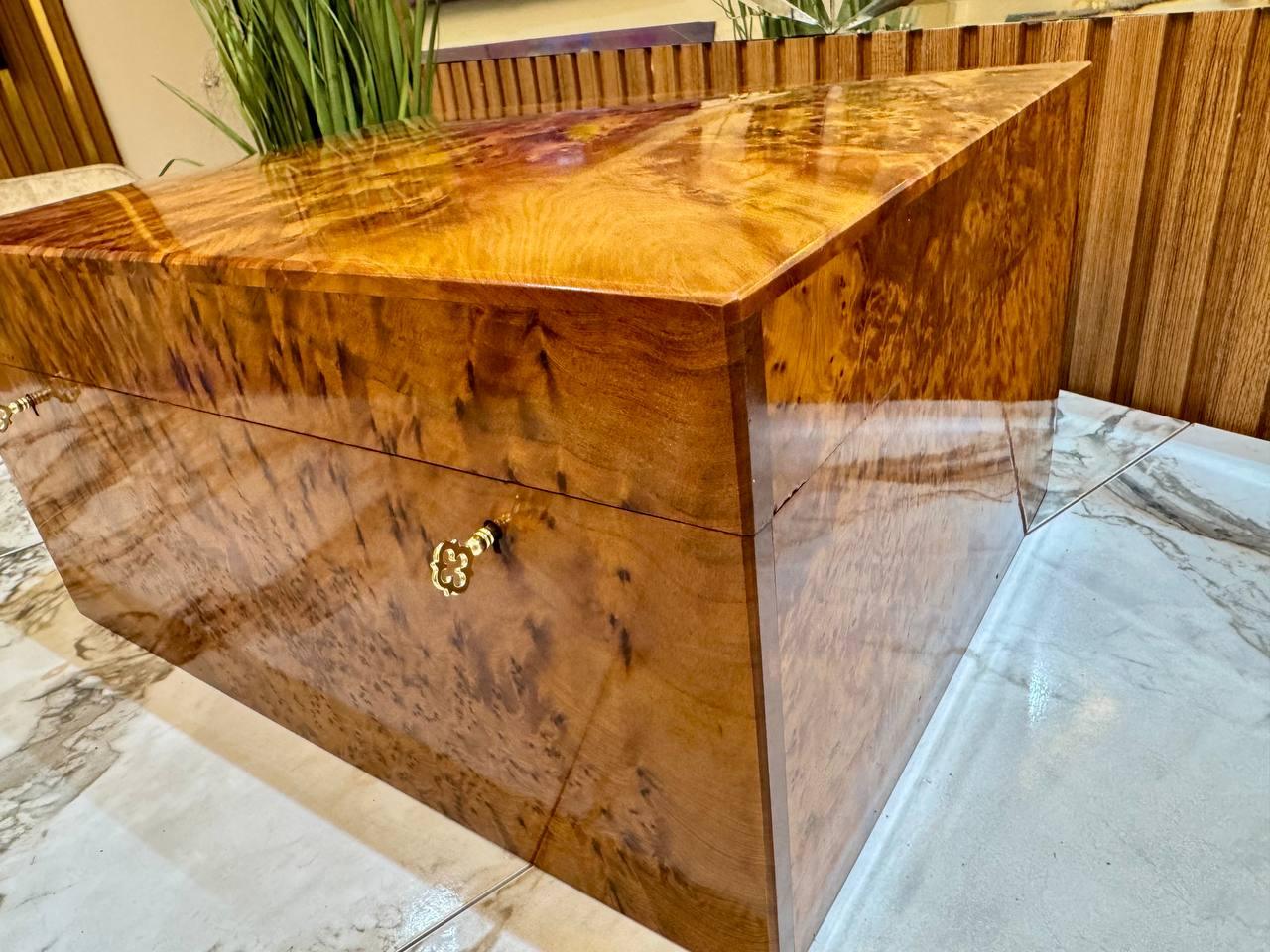 Moroccan Burl Thuya Jewelry Box – Large Lockable Organizer - AtlasMuseCrafts