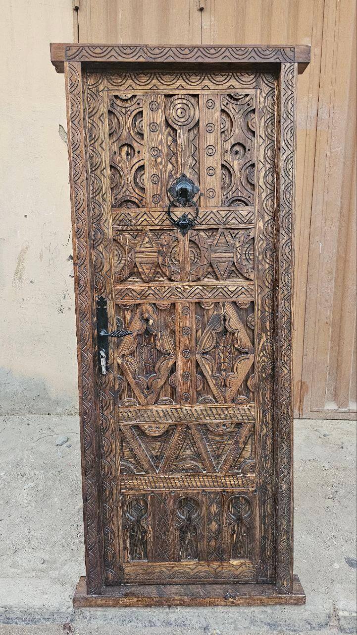 Vintage natural wood single door with iron hardware option