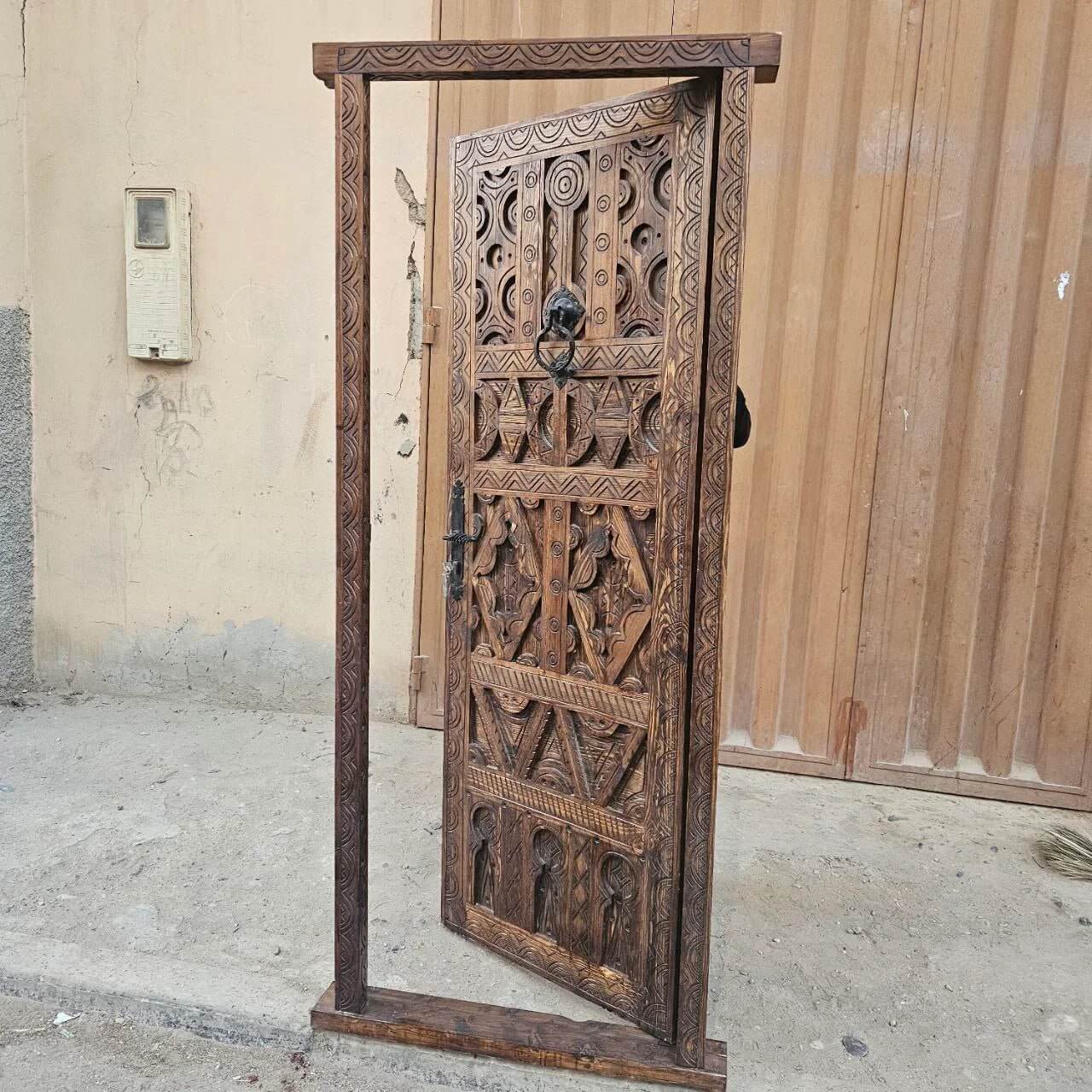 Heritage style single wooden door — full front view