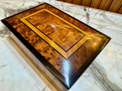 Moroccan Jewellery Box Lockable Thuya Wooden Burl Organizer - AtlasMuseCrafts