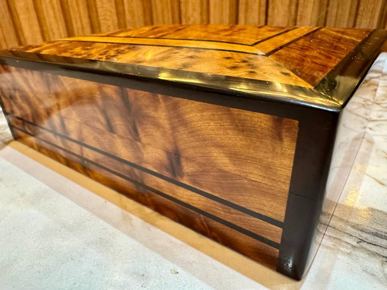 Moroccan Jewellery Box Lockable Thuya Wooden Burl Organizer - AtlasMuseCrafts