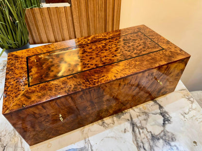 Royal jewellery box burl wooden box lockable with key - AtlasMuseCrafts