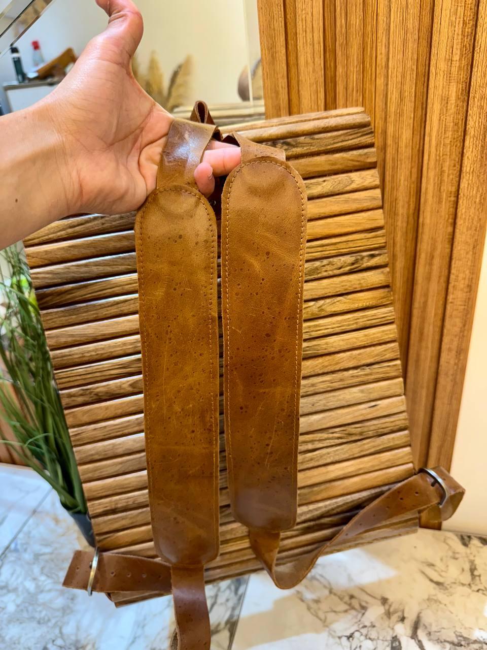 Handcrafted Wooden Backpack Decorative Sustainable Walnut Wood Bag - AtlasMuseCrafts