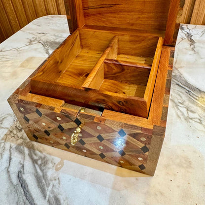 Luxury Wooden Box Organizer With Key - AtlasMuseCrafts