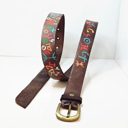 Hand-Painted Moroccan Leather Belts - AtlasMuseCrafts