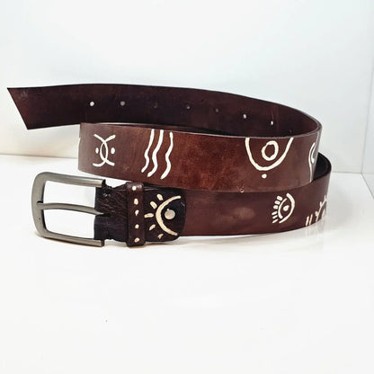 Moroccan Leather Belts Hand-Painted - AtlasMuseCrafts