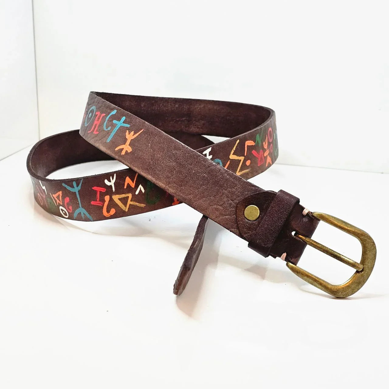 Hand-Painted Moroccan Leather Belts - AtlasMuseCrafts