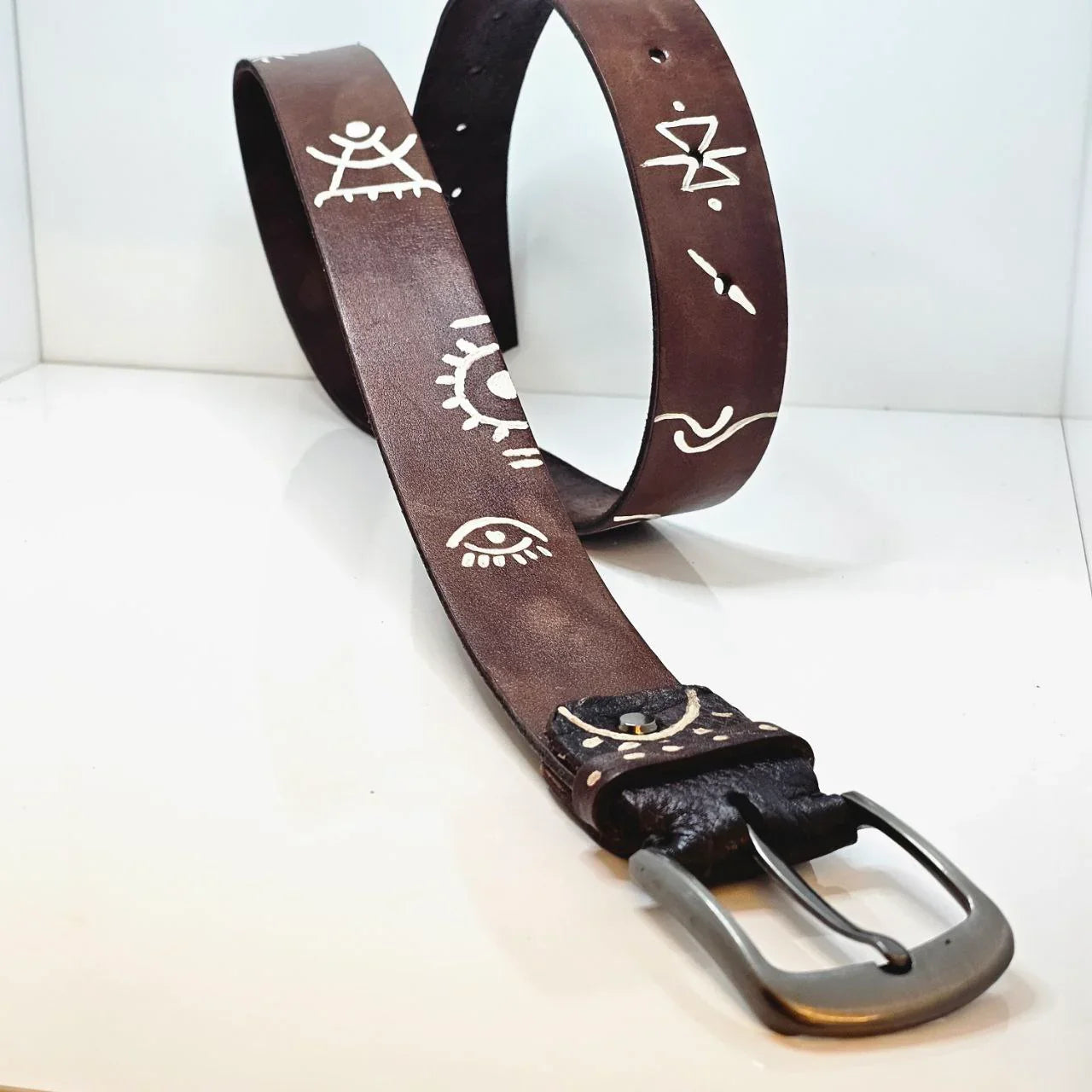 Moroccan Leather Belts Hand-Painted - AtlasMuseCrafts