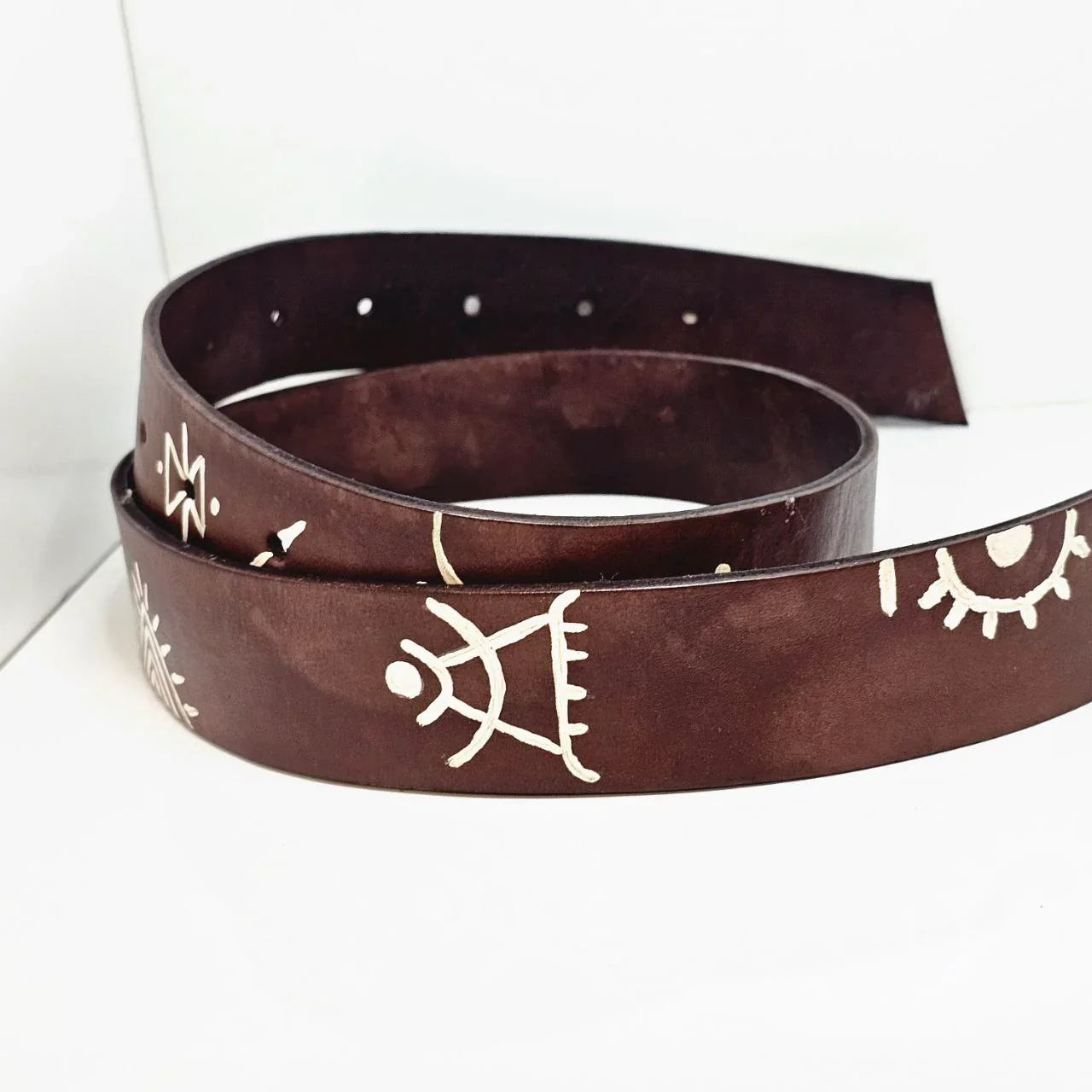 Moroccan Leather Belts Hand-Painted - AtlasMuseCrafts