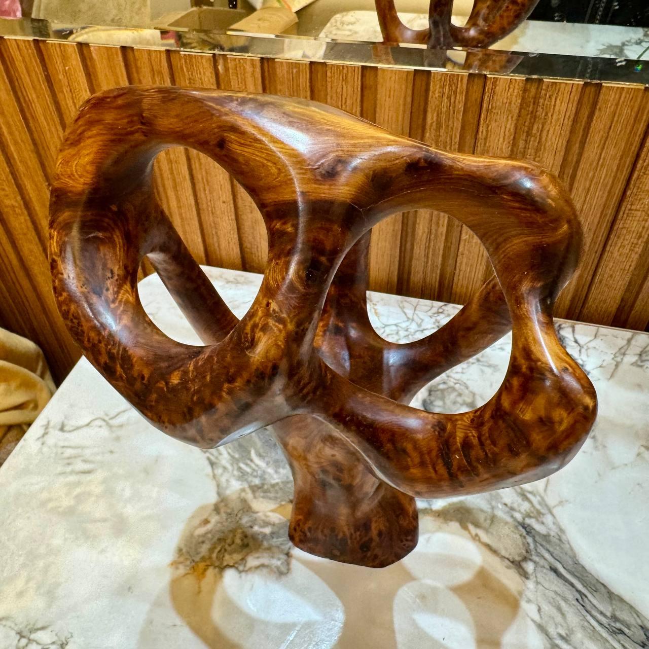 Abstract Wooden Sculpture – Handcrafted Curved Wood Art for Modern Interiors - AtlasMuseCrafts