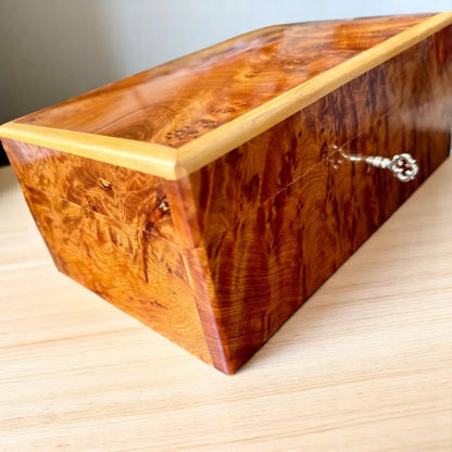 Luxury Wooden Box Organizer with Key – Keepsake Thuya Gift Box - AtlasMuseCrafts