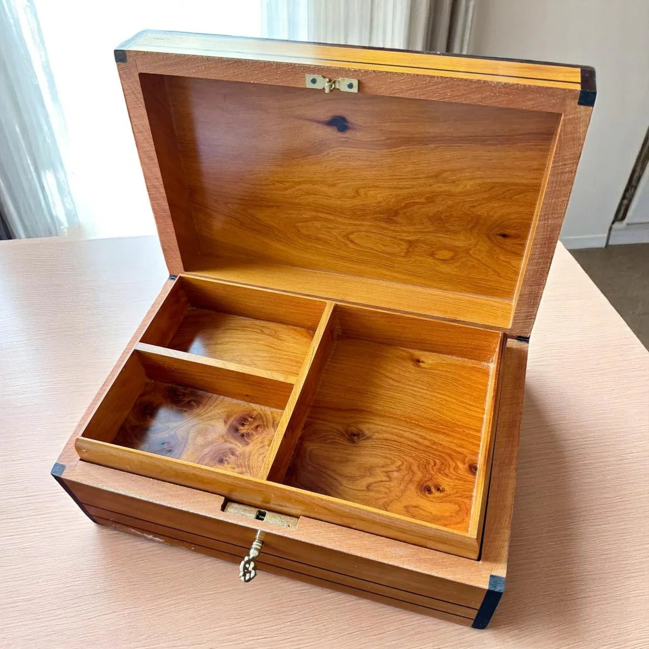Jewelry Box – Luxury Lockable Wooden Organizer with Key & Keepsake Storage - AtlasMuseCrafts