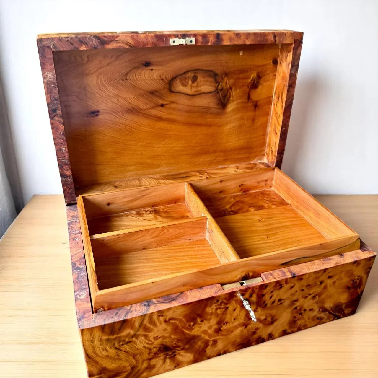 Wooden Jewelry Box Organizer With Key Decorative box - AtlasMuseCrafts