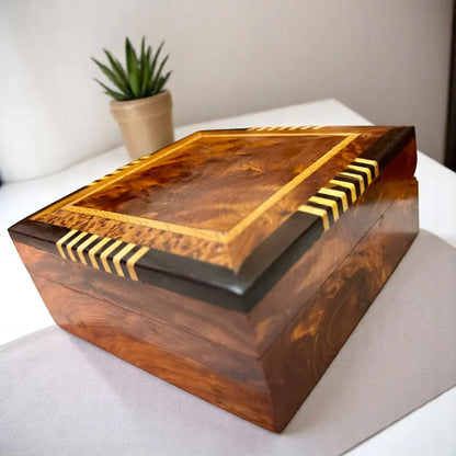 Set of 2 Jewelry Wooden Boxes – Handmade Thuya Burl Storage - AtlasMuseCrafts