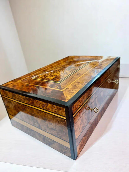Decorative Handcrafted Wooden Jewelry Box Organizer With Key - AtlasMuseCrafts