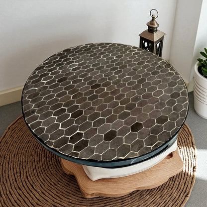 Round Black Moroccan Mosaic Table