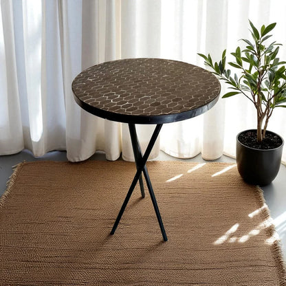 Round Black Moroccan Mosaic Table