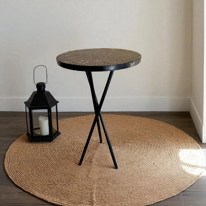 Round Black Moroccan Mosaic Table