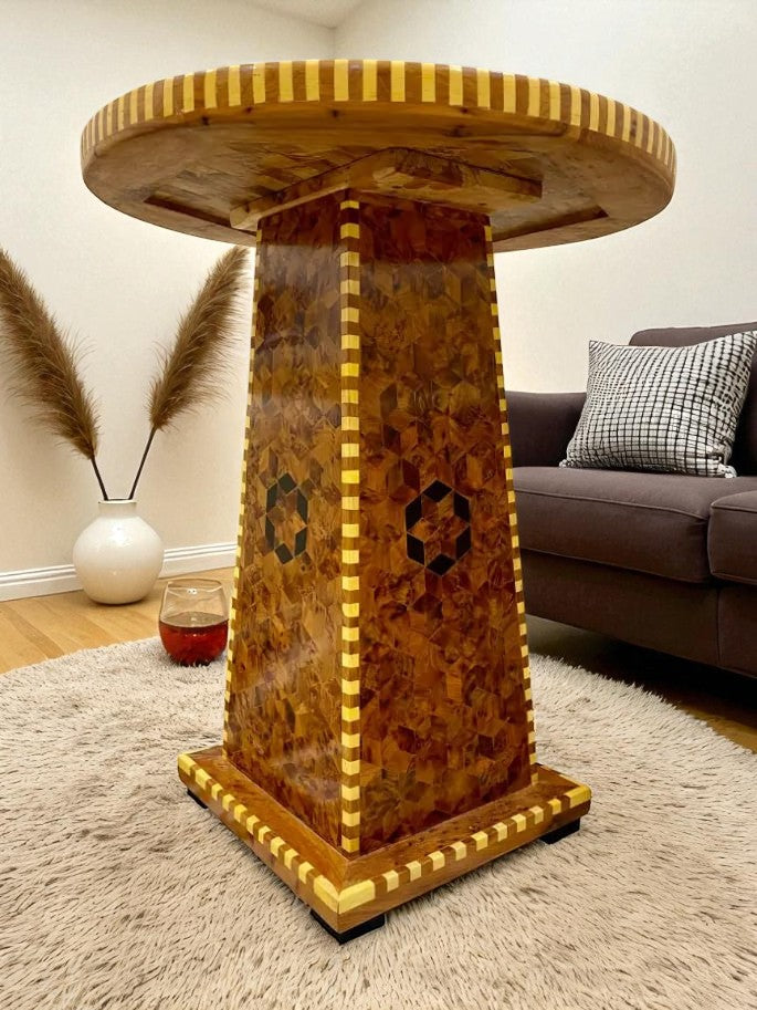 Elegant handmade Thuya or mosaic coffee tables — the perfect functional art piece for your home.
